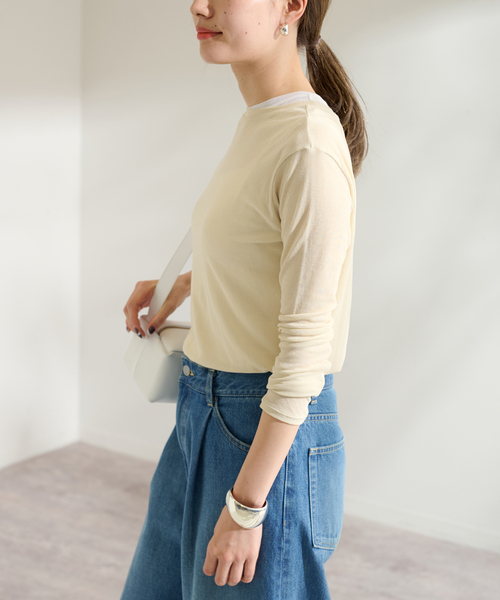 FRAMeWORK（フレームワーク）の「≪追加≫レイヤードL/Tee+TANK2（Tシャツ/カットソー・レディース・クリアイエロー/グレー・FREE）」の21枚目の写真