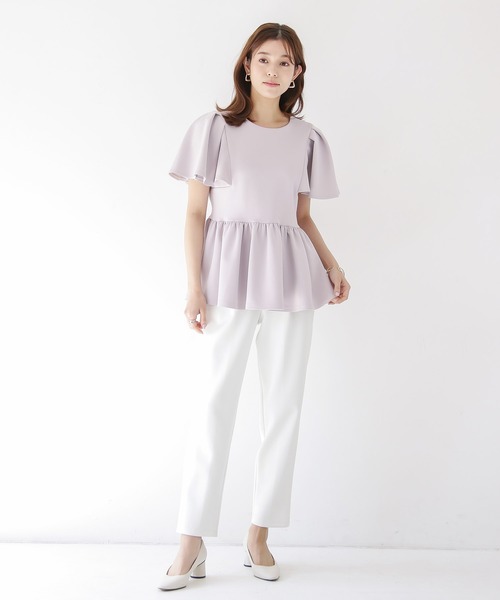 Emilyan(エミリアン)の「更に快適になった!無敵のパンツ 【UVカット98%!接触冷感!洗濯機OK♪全方位ストレッチ♪】ハイストレッチつやポンチ・タックテーパードパンツ(スーツパンツ・レディース・ブラック/グレイッシュベージュ/オフホワイト/ネイビー・S/M/L)」の15枚目の写真