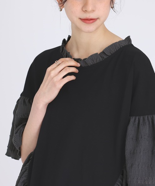 somari imagination(ソマリ イマジネーション)の「『異素材フリルデザインカットソー』(Tシャツ/カットソー・レディース・杢グレー/ブラック・FREE)」の13枚目の写真