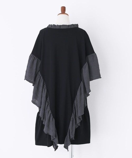 somari imagination(ソマリ イマジネーション)の「『異素材フリルデザインカットソー』(Tシャツ/カットソー・レディース・杢グレー/ブラック・FREE)」の20枚目の写真