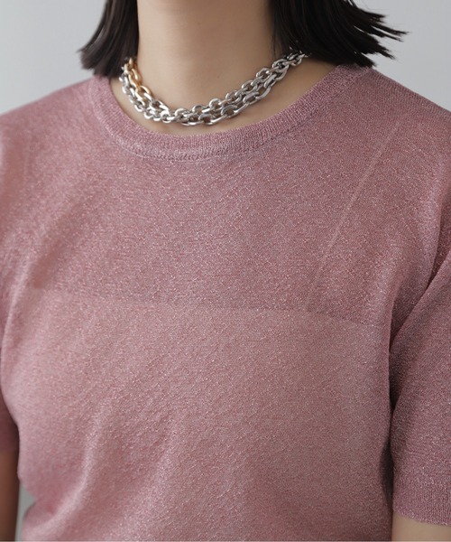 FREE'S MART（フリーズマート）の「◆コンパクトラメシアー半袖ニット（ニット/セーター・レディース・ブラック/シルバー/ピンク・FREE）」の20枚目の写真