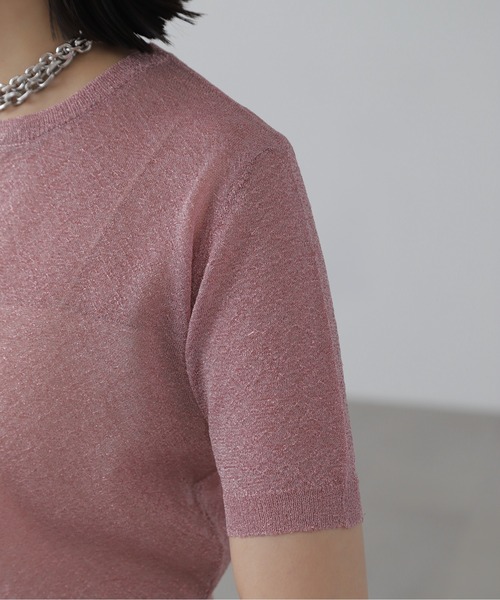 FREE'S MART（フリーズマート）の「◆コンパクトラメシアー半袖ニット（ニット/セーター・レディース・ブラック/シルバー/ピンク・FREE）」の21枚目の写真