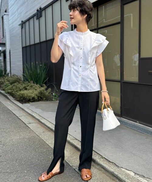 NOLLEY’S（ノーリーズ）の「ウォッシャブルスリットパンツ（その他パンツ・レディース・ブラック/キナリ・40/38/36/34）」の3枚目の写真