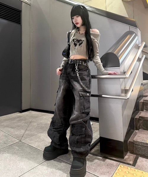bow.a PUFF SHOULDER CUTSEW パフショルダー 長袖 パフショルダーボタンブラウス＆フレアロングスカートセット