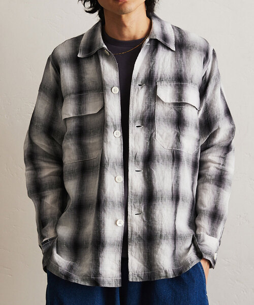 417 EDIFICE（フォーワンセブンエディフィス）の「リネンオンブレーチェックシャツ（シャツ/ブラウス・メンズ・ブラック系その他/ブラック・MEDIUM/LARGE）」の2枚目の写真