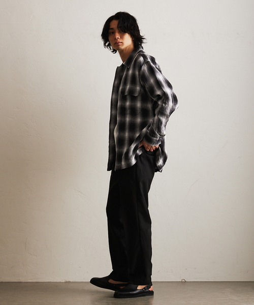 417 EDIFICE（フォーワンセブンエディフィス）の「リネンオンブレーチェックシャツ（シャツ/ブラウス・メンズ・ブラック系その他/ブラック・MEDIUM/LARGE）」の6枚目の写真