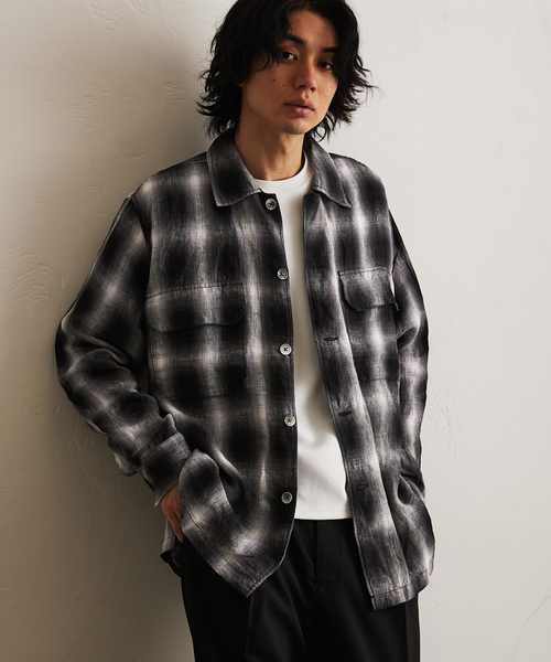 417 EDIFICE（フォーワンセブンエディフィス）の「リネンオンブレーチェックシャツ（シャツ/ブラウス・メンズ・ブラック系その他/ブラック・MEDIUM/LARGE）」の10枚目の写真