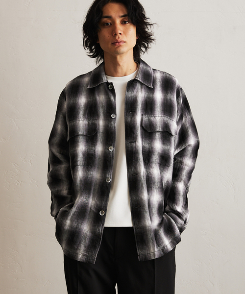 417 EDIFICE（フォーワンセブンエディフィス）の「リネンオンブレーチェックシャツ（シャツ/ブラウス・メンズ・ブラック系その他/ブラック・MEDIUM/LARGE）」の11枚目の写真