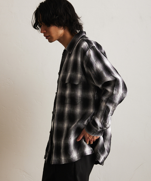 417 EDIFICE（フォーワンセブンエディフィス）の「リネンオンブレーチェックシャツ（シャツ/ブラウス・メンズ・ブラック系その他/ブラック・MEDIUM/LARGE）」の12枚目の写真