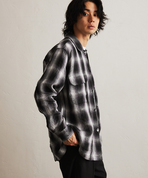 417 EDIFICE（フォーワンセブンエディフィス）の「リネンオンブレーチェックシャツ（シャツ/ブラウス・メンズ・ブラック系その他/ブラック・MEDIUM/LARGE）」の14枚目の写真