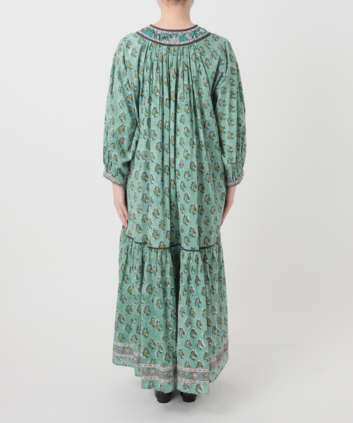 【美品】Fanaka ファナカ インド製 コットンロングワンピース グリーン 美品】Fanaka ファナカ インド製 コットンロングワンピース