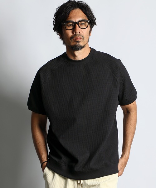 The DUFFER of ST.GEORGE(ザダファーオブセントジョージ)の「「AIR FLEX」WAFFLE TEE:高収縮機能素材 エアフレックス ワッフルTシャツ(Tシャツ/カットソー・メンズ・ブラック/ダークオリーブ・X-LARGE/LARGE/MEDIUM/SMALL)」の2枚目の写真