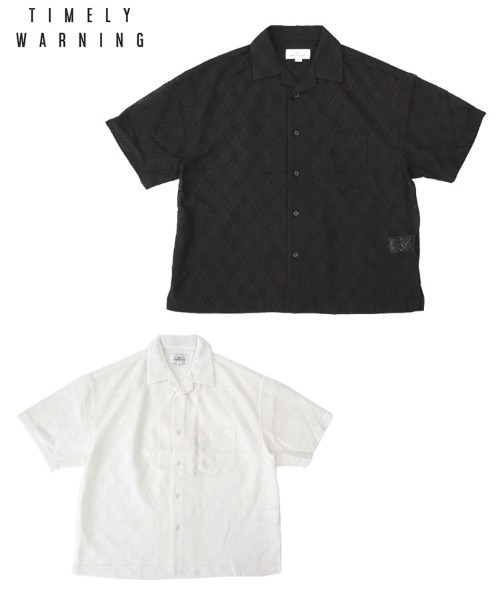 TIMELY WARNING（タイムリーワーニング）の「【TIMELY WARNING】LACE OPEN COLLAR SHIRT（シャツ/ブラウス・メンズ・オフホワイト/ブラック・M/L/XL）」の5枚目の写真