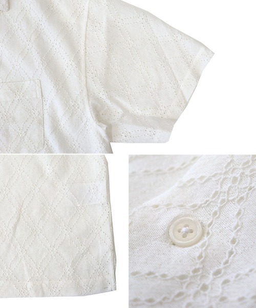 TIMELY WARNING（タイムリーワーニング）の「【TIMELY WARNING】LACE OPEN COLLAR SHIRT（シャツ/ブラウス・メンズ・オフホワイト/ブラック・M/L/XL）」の14枚目の写真