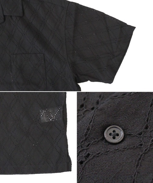 TIMELY WARNING（タイムリーワーニング）の「【TIMELY WARNING】LACE OPEN COLLAR SHIRT（シャツ/ブラウス・メンズ・オフホワイト/ブラック・M/L/XL）」の9枚目の写真