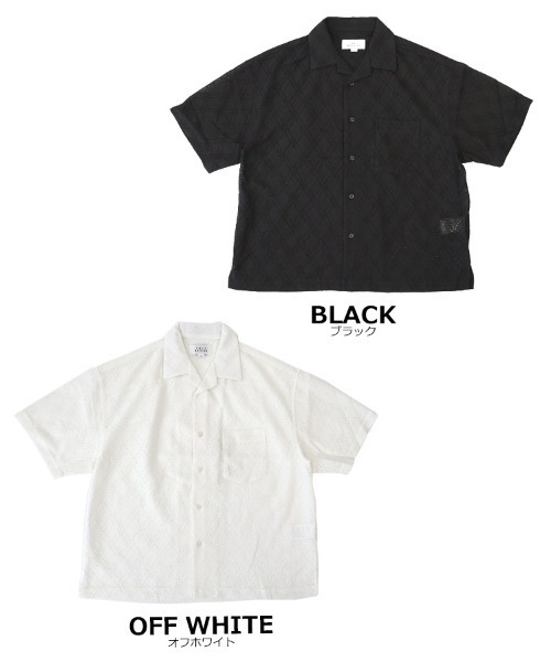 TIMELY WARNING（タイムリーワーニング）の「【TIMELY WARNING】LACE OPEN COLLAR SHIRT（シャツ/ブラウス・メンズ・オフホワイト/ブラック・M/L/XL）」の4枚目の写真
