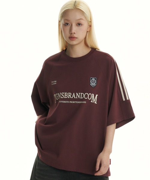 【セール】ストリートファッション TGNS ツーガンズ Side Panel SS Tee トラックTシャツ オーバーサイズ 半袖トップス 半袖Tシャツ スポーティートップス ロゴTシャツ ユニフォームTシャツ ストリートブランド Y2K ブロークコア ブロケットコア（Tシャツ/カットソー）｜TGNS（ツーガンズ）