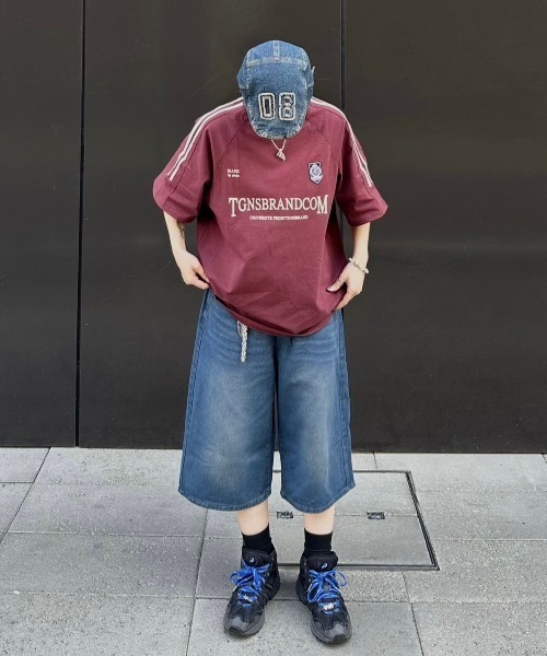 【セール】ストリートファッション TGNS ツーガンズ Side Panel SS Tee トラックTシャツ オーバーサイズ 半袖トップス 半袖Tシャツ スポーティートップス ロゴTシャツ ユニフォームTシャツ ストリートブランド Y2K ブロークコア ブロケットコア（Tシャツ/カットソー）｜TGNS（ツーガンズ）