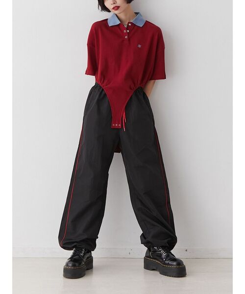 jouetie（ジュエティ）の「ボディースーツポロトップス【セットアップ対応】（ポロシャツ・レディース・ブラウン/レッド/ブラック・MEDIUM）」の21枚目の写真