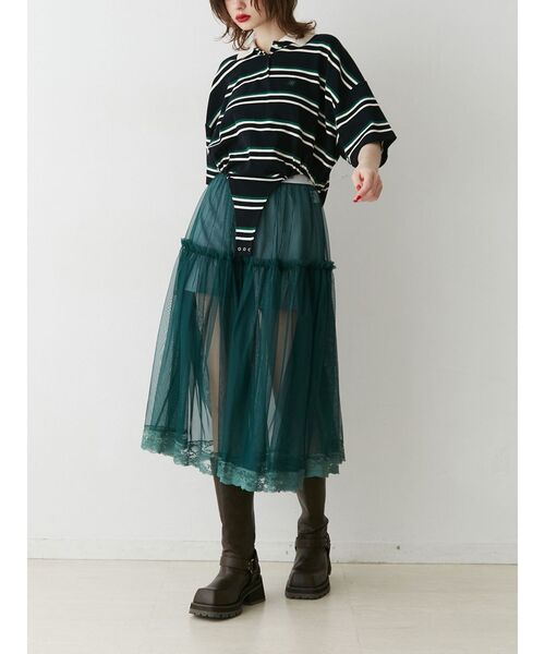 jouetie（ジュエティ）の「ボディースーツポロトップス【セットアップ対応】（ポロシャツ・レディース・ブラウン/レッド/ブラック・MEDIUM）」の18枚目の写真