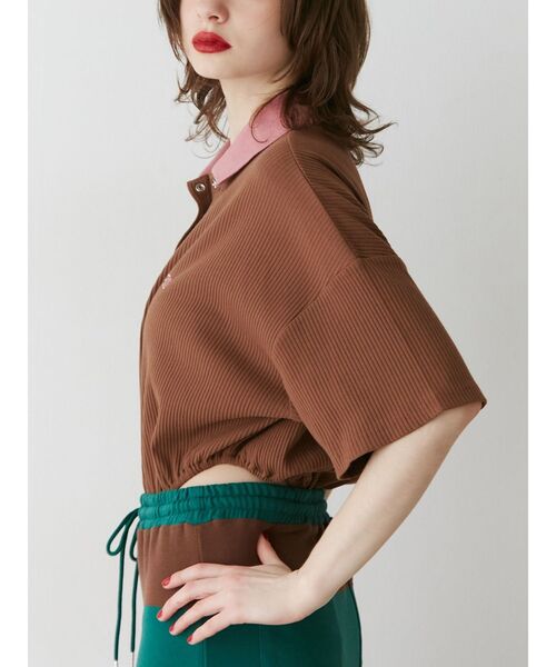 jouetie（ジュエティ）の「ボディースーツポロトップス【セットアップ対応】（ポロシャツ・レディース・ブラウン/レッド/ブラック・MEDIUM）」の14枚目の写真