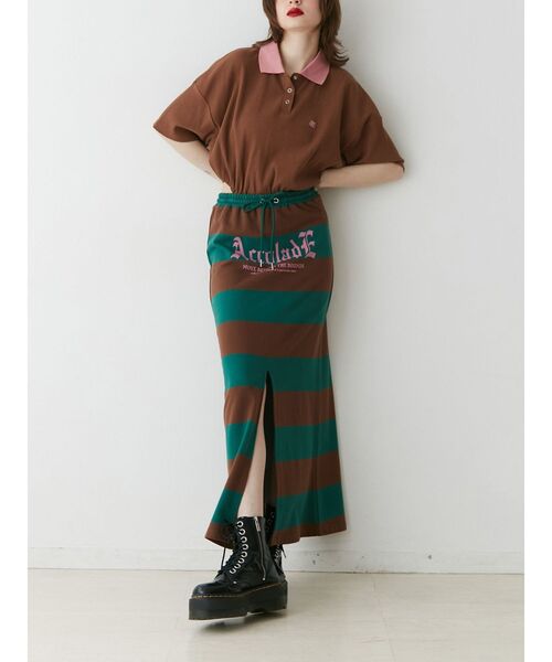 jouetie（ジュエティ）の「ボディースーツポロトップス【セットアップ対応】（ポロシャツ・レディース・ブラウン/レッド/ブラック・MEDIUM）」の12枚目の写真