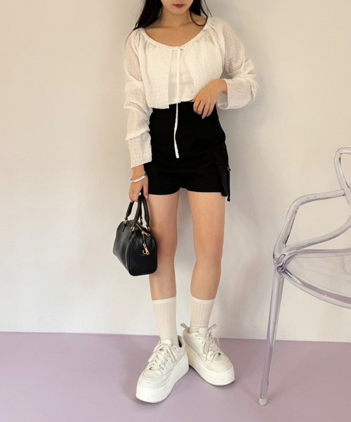 one after another NICE CLAUP（ワンアフターアナザーナイスクラップ）の「マルチウェイボレロトップス（Tシャツ/カットソー・レディース・ブラック/シルバー/オフホワイト・FREE）」の13枚目の写真
