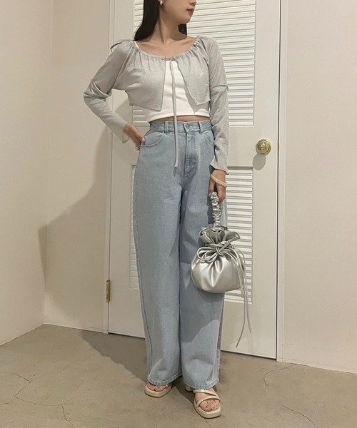 one after another NICE CLAUP（ワンアフターアナザーナイスクラップ）の「マルチウェイボレロトップス（Tシャツ/カットソー・レディース・ブラック/シルバー/オフホワイト・FREE）」の4枚目の写真