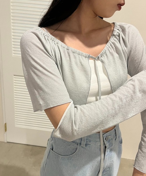 one after another NICE CLAUP（ワンアフターアナザーナイスクラップ）の「マルチウェイボレロトップス（Tシャツ/カットソー・レディース・ブラック/シルバー/オフホワイト・FREE）」の20枚目の写真
