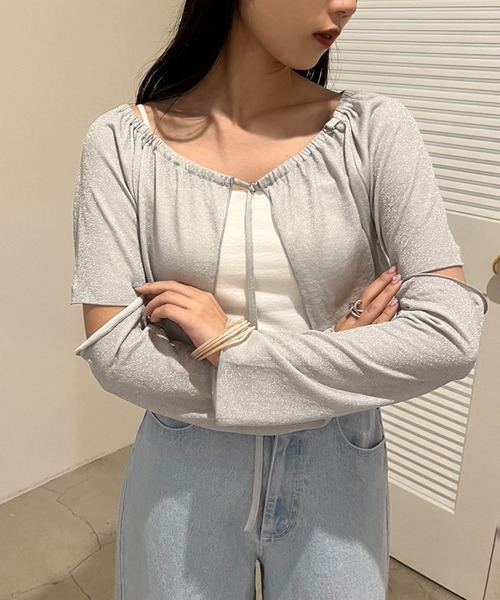 one after another NICE CLAUP（ワンアフターアナザーナイスクラップ）の「マルチウェイボレロトップス（Tシャツ/カットソー・レディース・ブラック/シルバー/オフホワイト・FREE）」の21枚目の写真