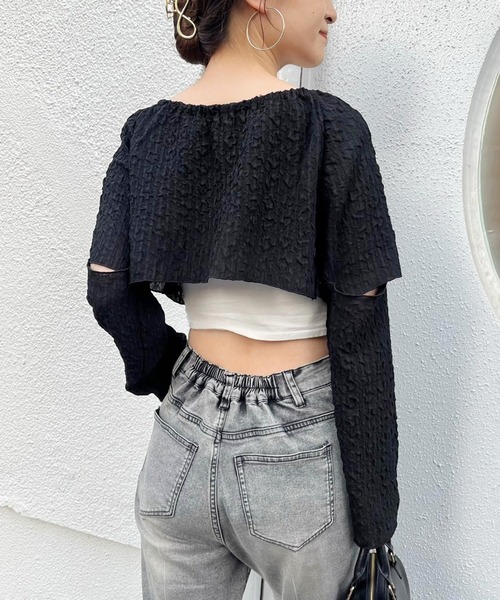 one after another NICE CLAUP（ワンアフターアナザーナイスクラップ）の「マルチウェイボレロトップス（Tシャツ/カットソー・レディース・ブラック/シルバー/オフホワイト・FREE）」の10枚目の写真
