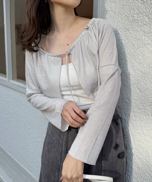 one after another NICE CLAUP（ワンアフターアナザーナイスクラップ）の「マルチウェイボレロトップス（Tシャツ/カットソー・レディース・ブラック/シルバー/オフホワイト・FREE）」の18枚目の写真