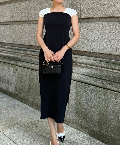 JENNE（ジェンヌ）の「ショルダーヴェールドレス（ワンピース・レディース・ブラック/ホワイト・SMALL/MEDIUM/LARGE）」の2枚目の写真