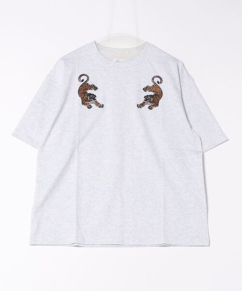 ＪＵＧＬＡＮＳ（ユグランス）の「【ATELANE】シルケット天竺トラ刺繍Ｔシャツ/ルーズシルエット/メンズ（Tシャツ/カットソー・メンズ・グレー/ブラック/ホワイト・M/L）」の3枚目の写真