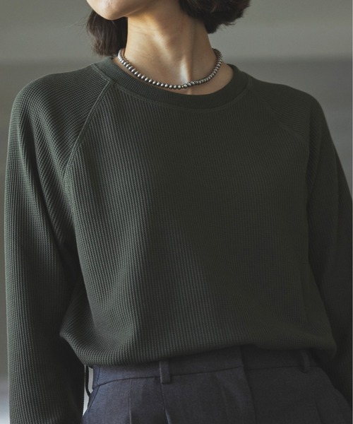 AIGLE（エーグル）の「吸水速乾 ワッフルラグランTシャツ RP（Tシャツ/カットソー・メンズ・ダークグリーン/ブラック/ホワイト・XL/M/S/L）」の3枚目の写真