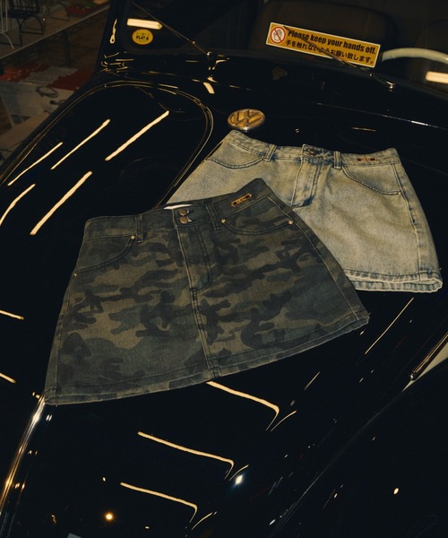 INTER FACTORY（インターファクトリー）の「AINA - デニムミニスカート　made in INTER FACTORY（スカート・レディース・グリーン/ブルー・SMALL/MEDIUM）」の19枚目の写真