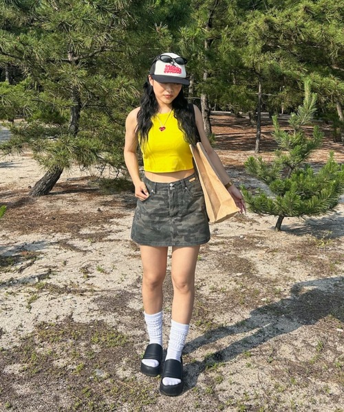 INTER FACTORY（インターファクトリー）の「AINA - デニムミニスカート　made in INTER FACTORY（スカート・レディース・グリーン/ブルー・SMALL/MEDIUM）」の10枚目の写真