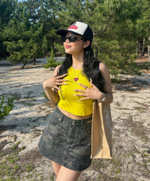 INTER FACTORY（インターファクトリー）の「AINA - デニムミニスカート　made in INTER FACTORY（スカート・レディース・グリーン/ブルー・SMALL/MEDIUM）」の9枚目の写真