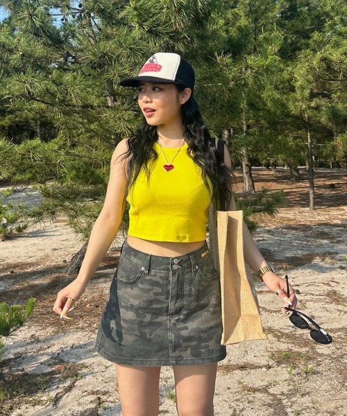 INTER FACTORY（インターファクトリー）の「AINA - デニムミニスカート　made in INTER FACTORY（スカート・レディース・グリーン/ブルー・SMALL/MEDIUM）」の7枚目の写真