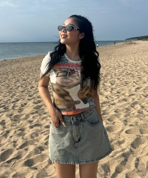 INTER FACTORY（インターファクトリー）の「AINA - デニムミニスカート　made in INTER FACTORY（スカート・レディース・グリーン/ブルー・SMALL/MEDIUM）」の5枚目の写真