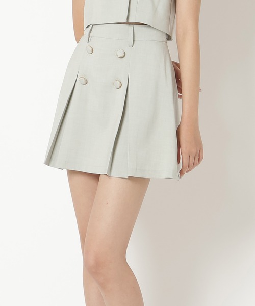REDYAZEL（レディアゼル）の「【セットアップ可能】ボタン付きボックスプリーツスカート（スカート・レディース・サックスブルー/アイボリー/ミント・FREE）」の14枚目の写真