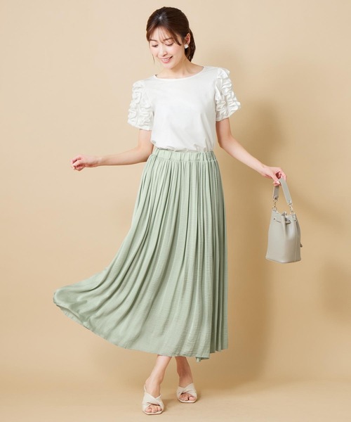 alotta(アロッタ)の「袖フリルひんやりカットソー(Tシャツ/カットソー・レディース・ホワイト/ブルー・LARGE/MEDIUM/X-LARGE)」の12枚目の写真