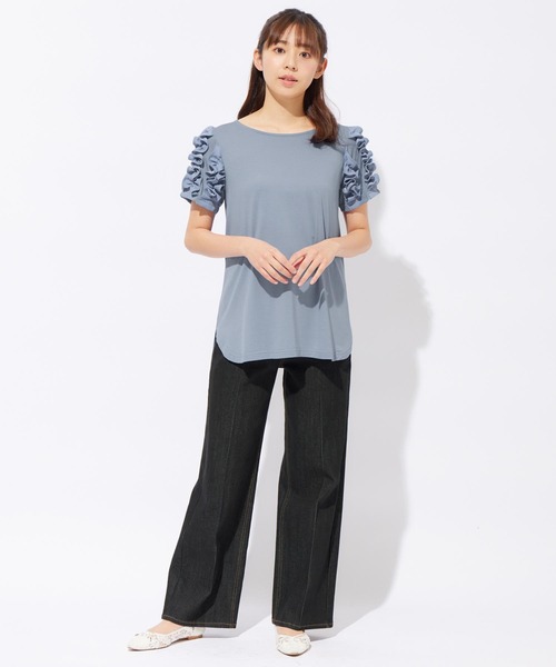 alotta(アロッタ)の「袖フリルひんやりカットソー(Tシャツ/カットソー・レディース・ホワイト/ブルー・LARGE/MEDIUM/X-LARGE)」の15枚目の写真