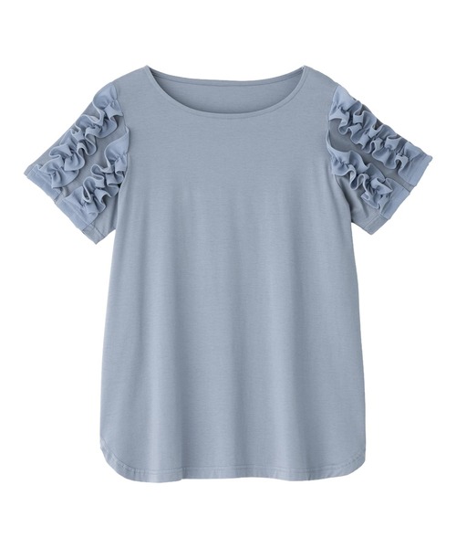 alotta(アロッタ)の「袖フリルひんやりカットソー(Tシャツ/カットソー・レディース・ホワイト/ブルー・LARGE/MEDIUM/X-LARGE)」の10枚目の写真
