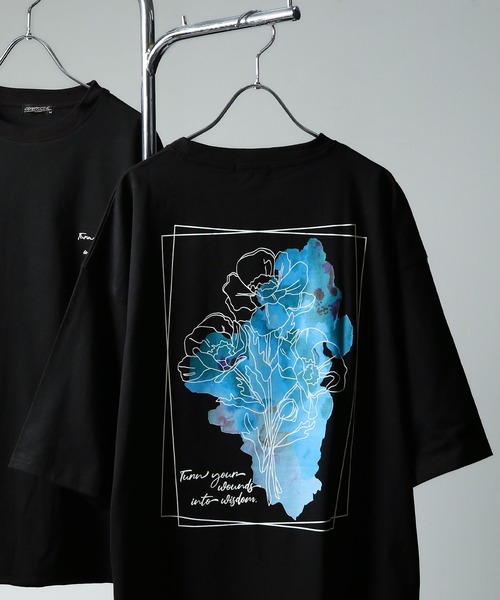 ZIP FIVE(ジップファイブ)の「【CONTRIBE】花柄プリント フラワーグラフィック オーバーサイズ Tシャツ(Tシャツ/カットソー・メンズ・ホワイト系/ホワイト系1/ブラック/ホワイト/ブラック系1/ブラック系・MEDIUM/LARGE)」の6枚目の写真