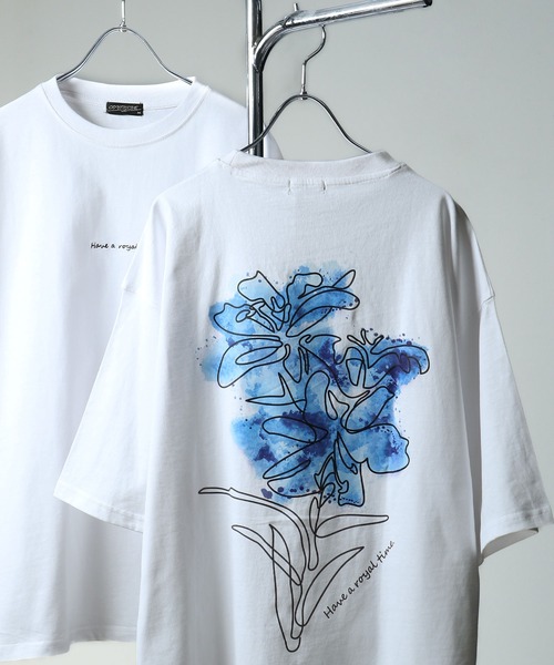 ZIP FIVE(ジップファイブ)の「【CONTRIBE】花柄プリント フラワーグラフィック オーバーサイズ Tシャツ(Tシャツ/カットソー・メンズ・ホワイト系/ホワイト系1/ブラック/ホワイト/ブラック系1/ブラック系・MEDIUM/LARGE)」の2枚目の写真