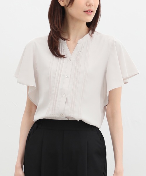 Honeys（ハニーズ）の「ピンタックブラウス（シャツ/ブラウス・レディース・ネイビー/ダークブラウン/ライトグレー/ボルドー/ホワイト・3L/LL/L/M/S）」の2枚目の写真