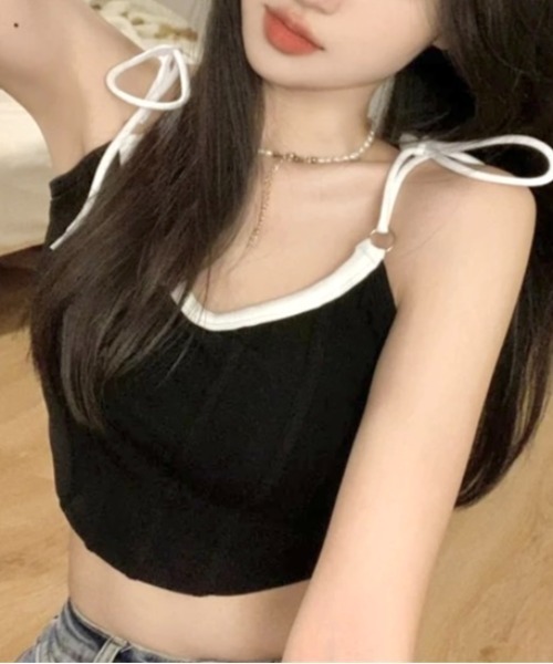 LADY LIKE(レディライク)の「カップ付き配色リボンキャミ(キャミソール・レディース・ブラック/ホワイト・M)」の18枚目の写真