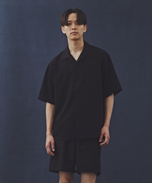 NANO universe（ナノユニバース）の「「Commonuse」TRツイルオープンカラーシャツ（シャツ/ブラウス・メンズ・ブラック/チャコール・L/M）」の8枚目の写真