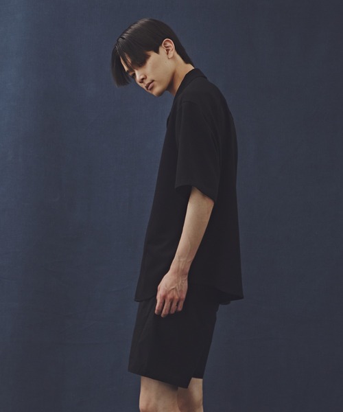 NANO universe（ナノユニバース）の「「Commonuse」TRツイルオープンカラーシャツ（シャツ/ブラウス・メンズ・ブラック/チャコール・L/M）」の6枚目の写真